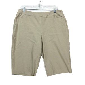 Chico's 2 Short SO SLIMMING Bermuda Shorts Sz L Large Khaki Brown